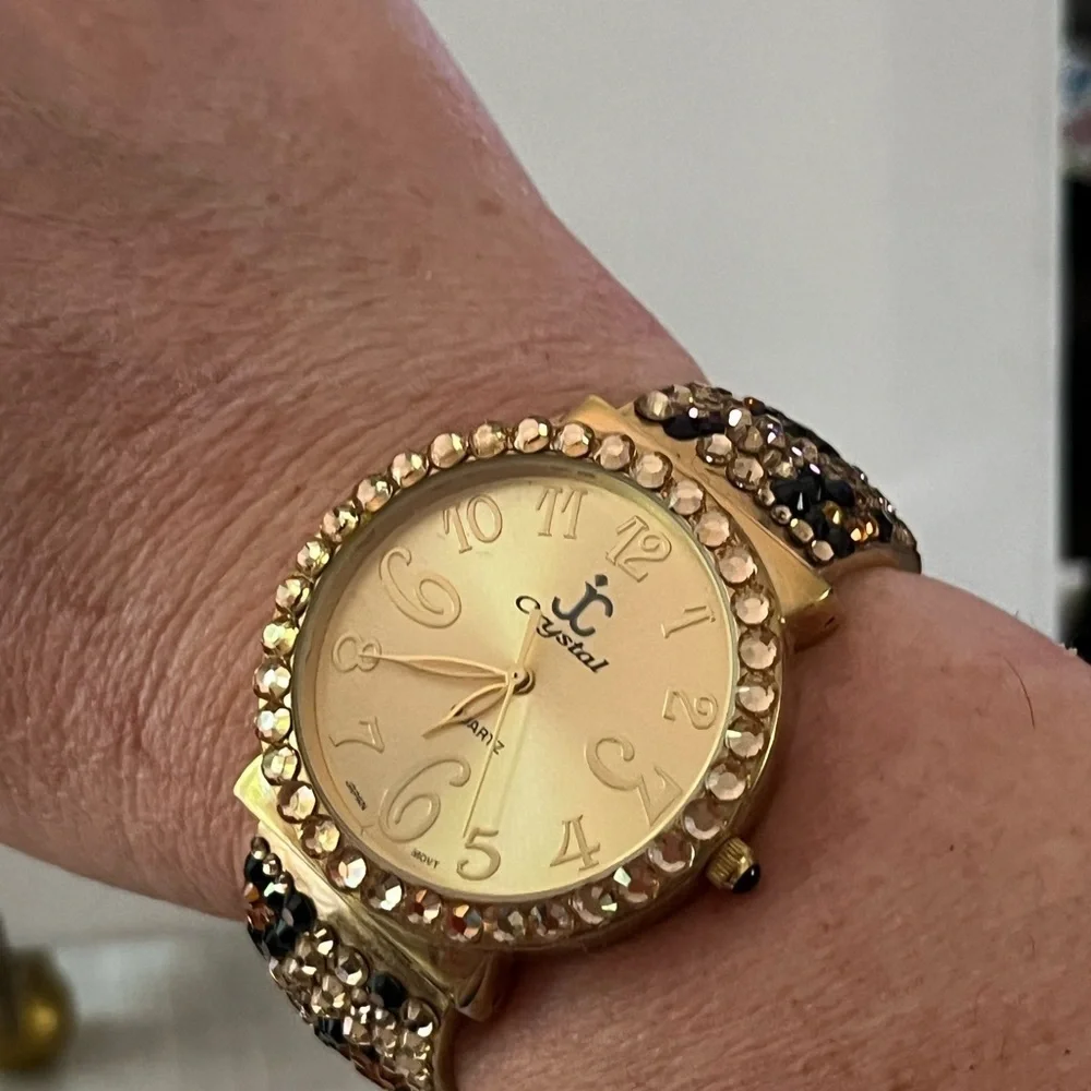 Gold and Black Crystal Watch vintage from Cache